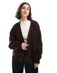 エイソス レディース アウター カーディガン ASOS DESIGN chunky oversized edge to edge cardigan in chocolate Chocolate チョコのサムネイル