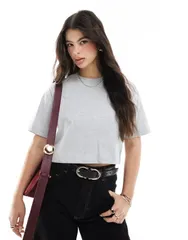 コットンオン レディース トップス Tシャツ クロップド Cotton On boxy cropped Tshirt Gray グレー