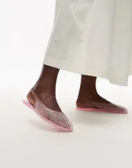トップショップ レディース シューズ パンプス Topshop Harper jelly slingback ballet flats PINK ピンクのサムネイル