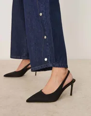 エイソス レディース シューズ スニーカー ASOS DESIGN Wide Fit Spicy slingback stiletto mid shoes Black ブラックのサムネイル
