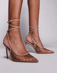 エイソス レディース シューズ スニーカー メッシュ ASOS DESIGN Poetry mesh detail slingback high shoes BEIGE ベージュのサムネイル