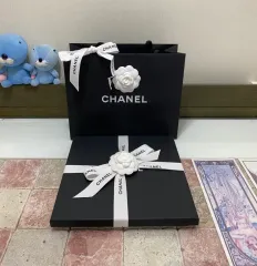 シャネル スカーフ ボックス + バインダー リフィル + リボン + カメリア + お買い物バッグ