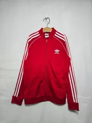 アディダス レッド 起毛 Superstar トラックジャージ ジップアップ ジャケット キッズ 150 0120