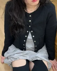 スナップボタン ツイード ジャケット ブラック 新品