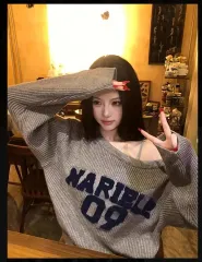 09 ニット プルオーバー グレー オフショルダー ニット O