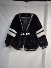E-SIZE ブラック ファー アウター 74-69