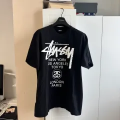 STUSSY ステューシー ワールドツアー Tシャツ 半袖 ブラック XL