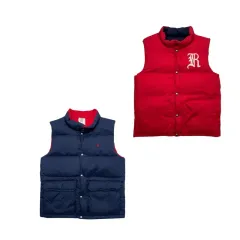 POLO RALPH LAUREN(ポロラルフローレン) リバーシブル 양면 ダウン ベスト レッド-ネイビー OS