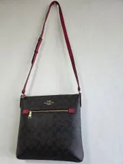 COACH シグネチャー クロスバック ブラウン/レッド