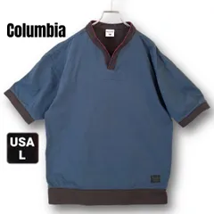 コロンビア  Columbia★スタンドカラースキッパーTシャツ★度詰ピケ★チロリアンテープ★インクブルー★USAメンズL    #2603M076のサムネイル
