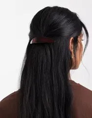 エイソス レディース アクセサリー ASOS DESIGN large barrette hair clip in dark tort BROWN ブラウンのサムネイル
