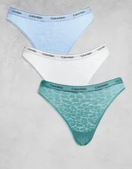 カルバンクライン レディース アンダーウェア ブリーフパンツ レース Calvin Klein Icon Lace 3pack bikini briefs in turquoisebaby bluewhite Multi マルチカラー