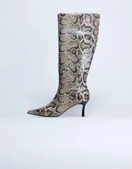トップショップ レディース シューズ ブーツ・レインブーツ Topshop Tori knee high pointoe boots in snakeのサムネイル