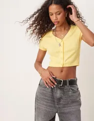 フリーピープル レディース アウター カーディガン Free People cassie cardigan in sunshine yellowイエローのサムネイル