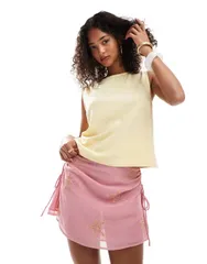 エイソス レディース トップス タンクトップ リネン ASOS DESIGN linen look throw on tank top in buttermilk Buttermilkのサムネイル