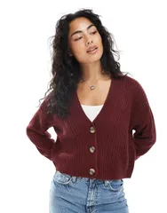 オンリー レディース アウター カーディガン リブニット ニット ONLY rib knit cardigan Cabernet バーガンディ