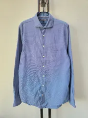 トミーヒルフィガー ブルー スモールチェック柄 シャツ