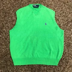 L ポロラルフローレン ピーマコットン グリーン ニット ベスト