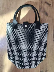 黒白柄柄手提げバッグ レディースバッグ トートバッグ