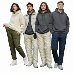 ユニセックス 밴딩 ダウンパンツ ストレート ジョガーパンツ キャンピング サン アップ ペアルック 作業着