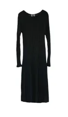 L UNIQLO ユニクロ コットン100% ストレッチロング丈ワンピース ブラック