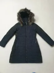 ネイビー フード ファー キルティング ダウン コート レディース 90サイズ