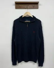 L ポロ ラルフローレン 新モデル ケーブル ハーフジップアップ コットン ニット セーター