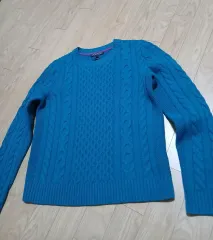 トミーヒルフィガー ケーブル ニット ブルー