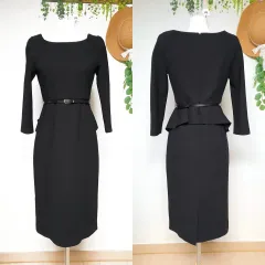 RENEEVON（レニボン）ぺプラム バックデザイン ロング丈ワンピース 55 ブラック