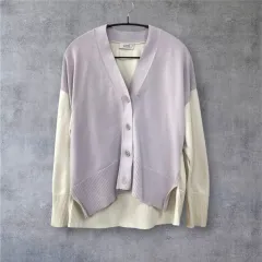 コス COS ライトパープル アイボリー オーバーサイズ ニット カーディガン XS