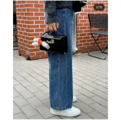 あるワイド ウエスト後ろゴム デニム - M