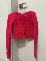 ザラ ピンク フリース クロップド カーディガン