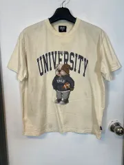 T047 YALE ブルドッグプリンティング アイボリー 半袖 Tシャツ M