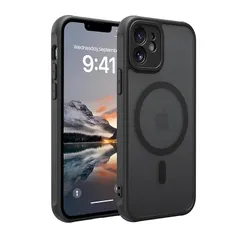 【新品】 iPhone12 ケース マット感 半透明 MagSafe対応 スマホケース iphone 12 マグネット搭載 アイフォン 12 用 カバー 耐衝撃 黄ばみなし ストラップホール付き マグセーフ対応 ワイアレス充電対応 マット PinLiShe 1