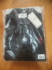 アミ ブラック ハート ロゴ 半袖 ポロTシャツ S 新品