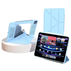 新品 2024年型 iPad Pro 11 M4 ケース 変形 縦置き iPad Pro（M4）11インチ ケース 耐衝撃 手帳型 三つ折り スタンド 背面 クリア 放熱 便利 折りたたみ ソフト レザー TPU+PC 極薄， 白