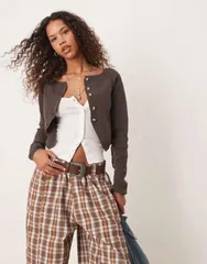 フリーピープル レディース アウター カーディガン Free People Sydney shrunken cardigan in chocolate torte チョコレートのサムネイル