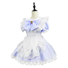 新品 [MEYOIJK] メイド服 コスプレ 萌え コンカフェ メイド 定番 ショート丈 可愛い レース メイドコスチューム 5点セット ロリータ ワンピース レディース メンズ 大きいサイズ 仮装 ハロウィン 女装 人気 学園祭 撮影 (パープル 4XL)