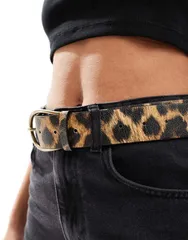 エイソス レディース アクセサリー ベルト ジーンズ ASOS DESIGN half moon waist and hip jeans belt in leopard BROWN ブラウンのサムネイル