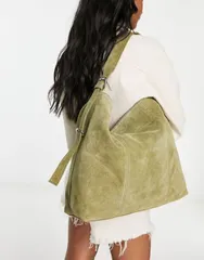 エイソス レディース バッグ トートバッグ スエード ASOS DESIGN suede tote bag with buckle Khaki カーキ