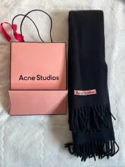 Acne Studios アクネストゥディオズ ナロー ウール フリンジ マフラー ブラック