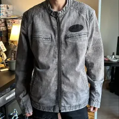 トゥルーレリジョン ウォッシュ デニム バイカージャケット