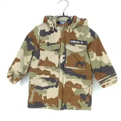 アディダス キッズ 冬物 厚手 フードジップアップ ベージュ 36 (HU42571)