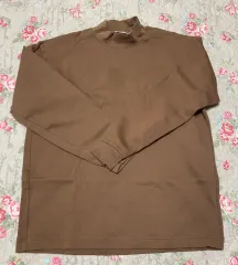 UNIQLO U モックネック 長袖 Tシャツ ダークブラウン M
