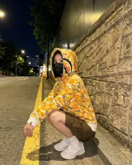 BAPE シャーク フルジップアップフーディー (オレンジ カモフラ)