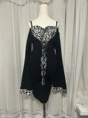 姉ギャル ヒョウ柄 レオパード オフショルダー ONE PIECE なな깔