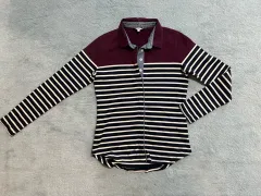 90) 分厚い BEAN POLE Outdoor ゴルフウェア ストライプ 長袖 カラーTシャツ