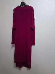 日本 ヴィンテージ 柔らかい感触 ジーンピンク ウール ニット ロング ONEピース 66まで