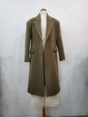 新品 カーキ色 ダブル ロング コートF