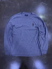 ポロラルフローレン ポロベア 刺繍 ワッフル 長袖 Tシャツ グレー L